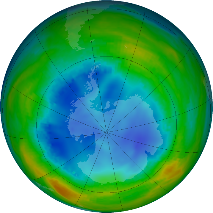 Antarctic ozone map for 02 August 1992